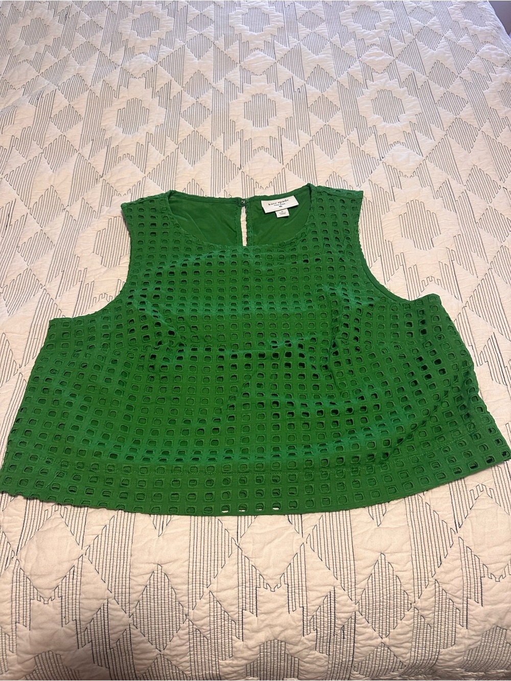 Kate Spade New York Green Sleeveless Eyelet Crop Top - Picture 3 of 7